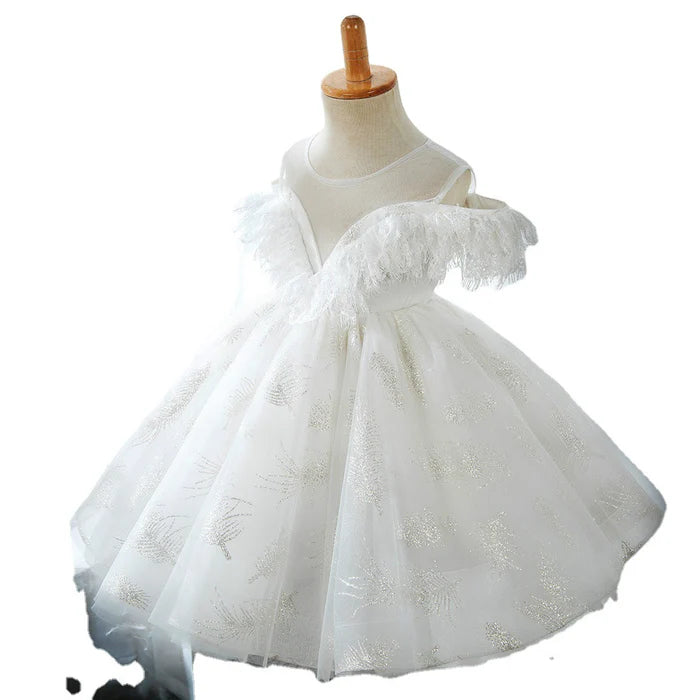 FLOWER GIRL DRESSES BABY GIRL ELEGANT SLEEVELESS MESH PRINCESS CHRISTENING DRESS