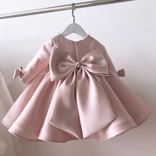 GIRL CHRISTMAS DRESS BABY GIRL PRINCESS DRESS LONG SLEEVE BOW FLUFFY FORMAL BABY GIRL DRESSES BIRTHDAY PARTY DRESS