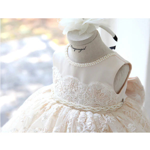 BABY GIRL WHITE PUFFY WEDDING FLOWER GIRL DRESS CHRISTENING DRESS PRINCESS DRESS EASTER DRESS FOR TODDLER