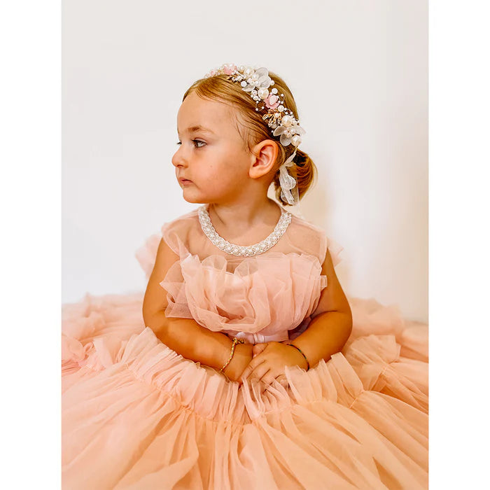 GIRL CHRISTMAS DRESS FLOWER GIRL DRESSES BABY GIRL EASTER DRESS TODDLER BEADED CREW NECK FLUFFY CAKE BIRTHDAY PARTY DRESS