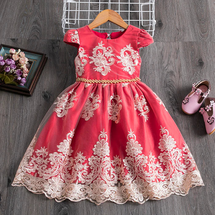 BABY GIRL PRINCESS DRESS TODDLER SUMMER EMBROIDERY BOW PUFFY BIRTHDAY PARTY DRESS GIRLS PAGEANT DRESSES