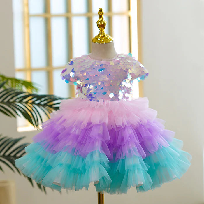 BABY GIRLS COLORFUL SEQUINS PRINCESS DRESS TODDLER CHRISTMAS DRESS LITTLE GIRL PARTY DRESS