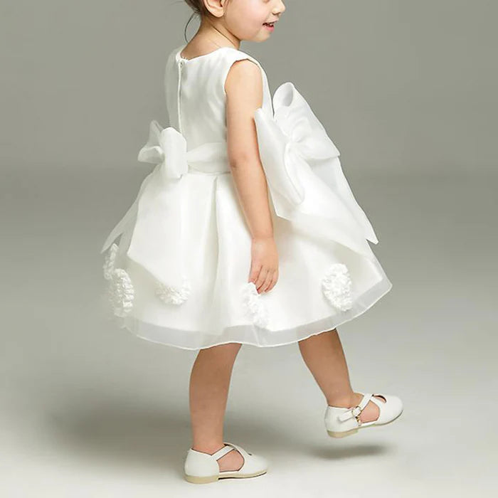 BAPTISM DRESSES BABY GIRL WHITE ELEGANT ROUND-NECK FORMAL PRINCESS DRESSES FLOWER GIRL DRESSES