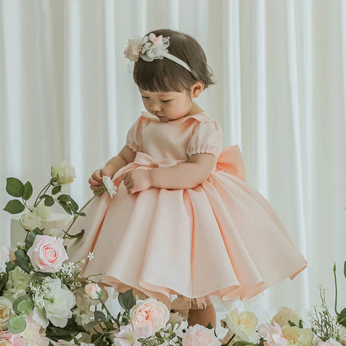 BABY GIRL PARTY DRESS DOLL COLLAR BIG BOW PRINCESS DRESS