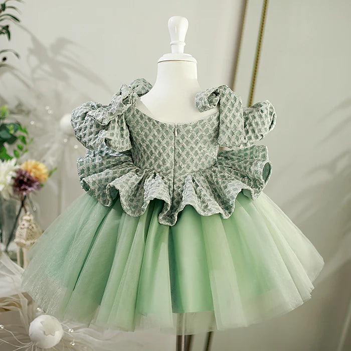 FLOWER GIRL DRESS TODDLER SUMMER GREEN RETRO SPLICING BIRTHDAY FORMAL DRESS