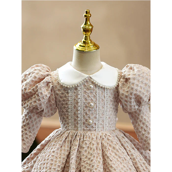 TODDLER BALL GOWNS GIRL PRINCESS DRESS AUTUMN DOLL COLLAR PUFFY WAFFLE PARTY DRESS