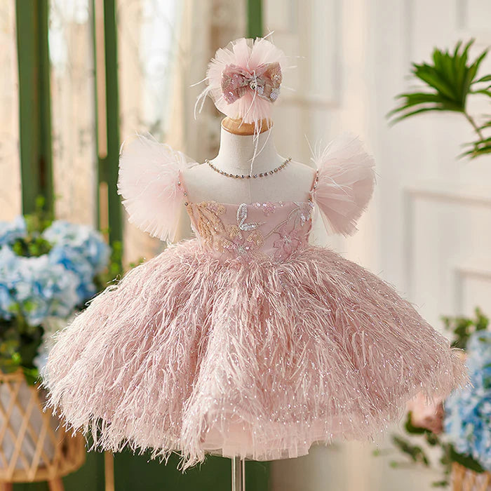 LUXURIOUS BABY GIRL FORMAL PUFFY PARTY DRESS GIRL FLUFFY PAGEANT PRINCESS DRESS