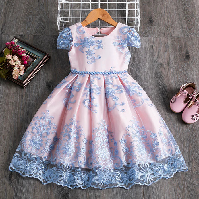 BABY GIRL PRINCESS DRESS TODDLER SUMMER EMBROIDERY BOW PUFFY BIRTHDAY PARTY DRESS GIRLS PAGEANT DRESSES