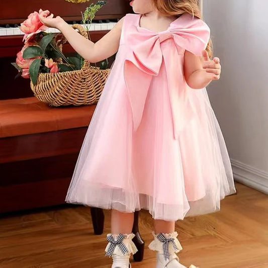 FIRST COMMUNION DRESS GIRL FORMAL PRINCESS DRESS SUMMER BOWKNOT BIRTHDAY PARTY DRESS  (4)