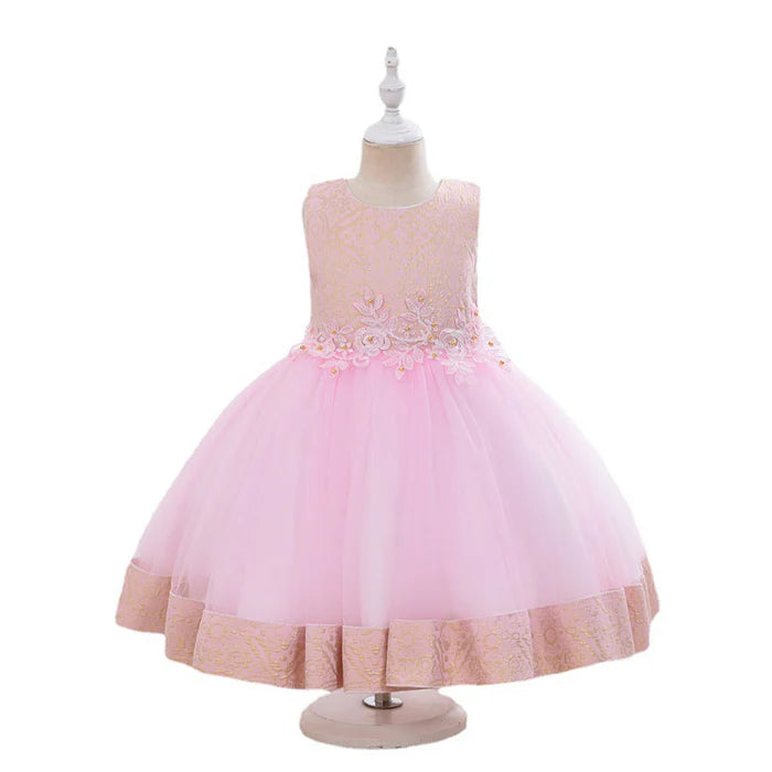 TODDLER GIRL BIRTHDAY PARTY DRESS TWO-PIECE PUFFY LONG-SLEEVED PRINCESS DRESS