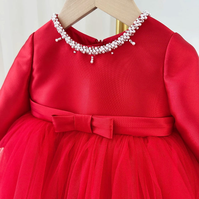 CHRISTMAS DRESS HOLIDAY RED PRINCESS DRESS GIRL BIRTHDAY DRESS