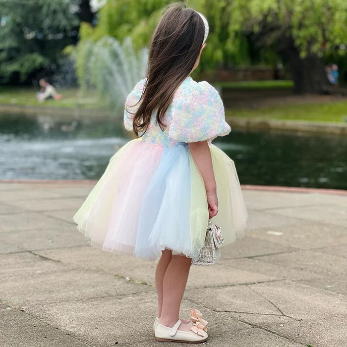 GIRL CHRISTMAS DRESS BABY GIRL BIRTHDAY PARTY DRESS TODDLER SUMMER RAINBOW PINK CAKE PRINCESS DRESS GIRLS PAGEANT DRESSES