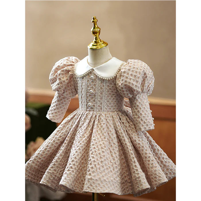 TODDLER BALL GOWNS GIRL PRINCESS DRESS AUTUMN DOLL COLLAR PUFFY WAFFLE PARTY DRESS