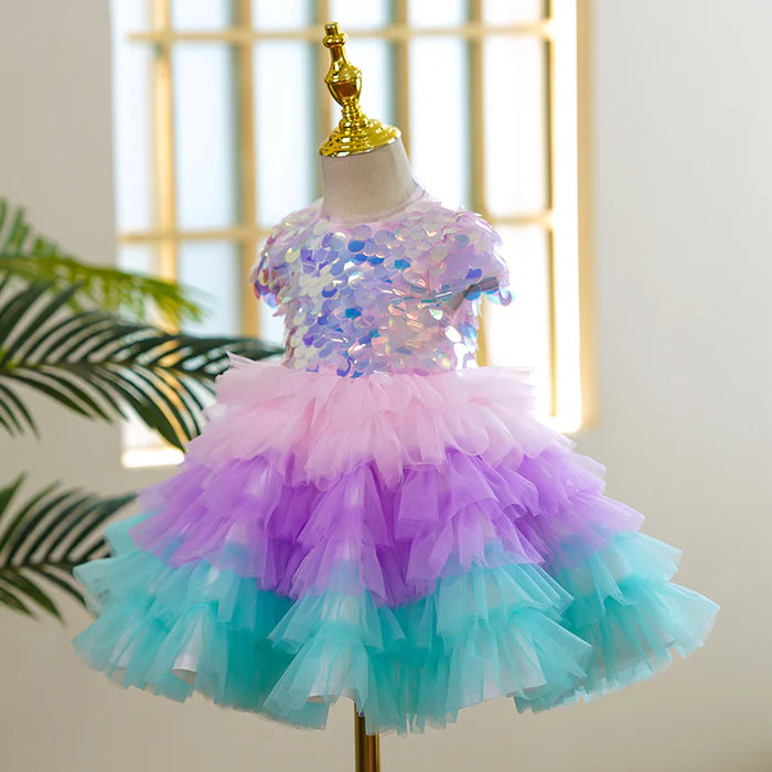 BABY GIRLS COLORFUL SEQUINS PRINCESS DRESS TODDLER CHRISTMAS DRESS LITTLE GIRL PARTY DRESS