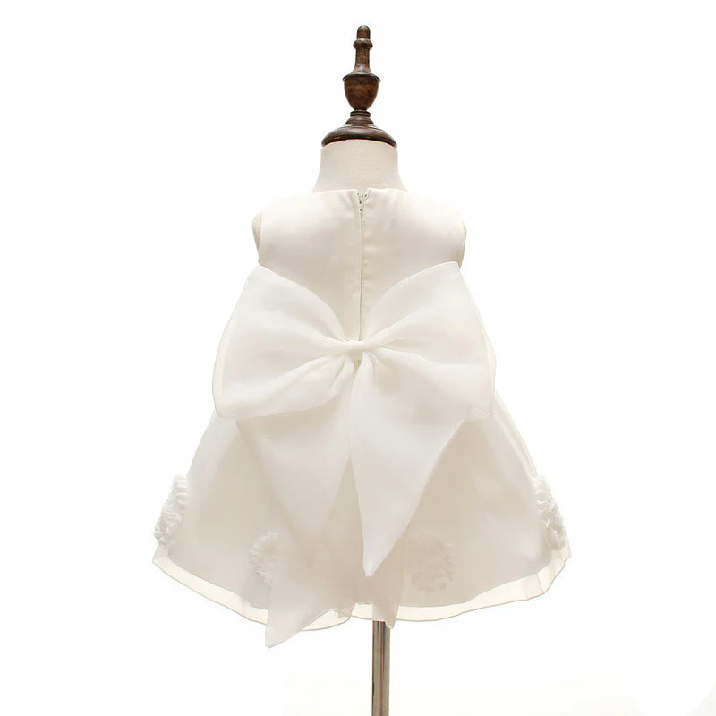 BAPTISM DRESSES BABY GIRL WHITE ELEGANT ROUND-NECK FORMAL PRINCESS DRESSES FLOWER GIRL DRESSES