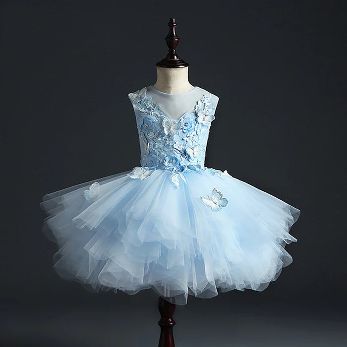 FIRST COMMUNION DRESS GIRL FORMAL PRINCESS DRESSES GORGEOUS LACE BOW SLEEVELESS PAGEANT DRESS