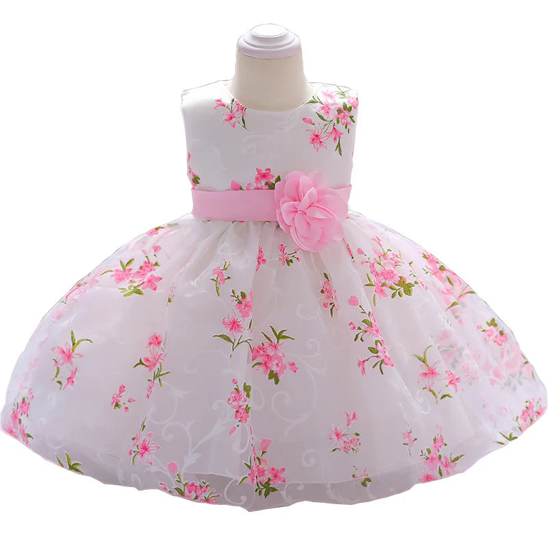 BABY GIRL FORMAL PARTY DRESSES INFANT SUMMER ROUND NECK CUTE PRINCESS DRESS