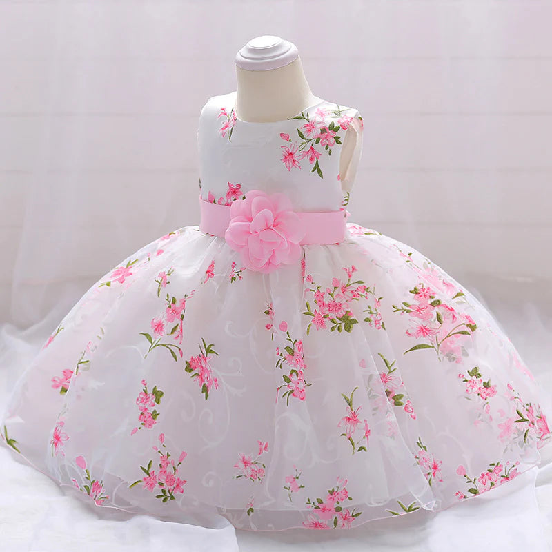 BABY GIRL FORMAL PARTY DRESSES INFANT SUMMER ROUND NECK CUTE PRINCESS DRESS