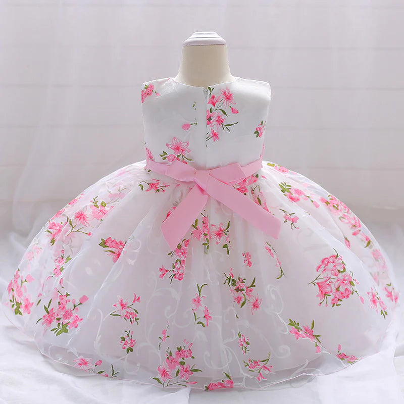 BABY GIRL FORMAL PARTY DRESSES INFANT SUMMER ROUND NECK CUTE PRINCESS DRESS