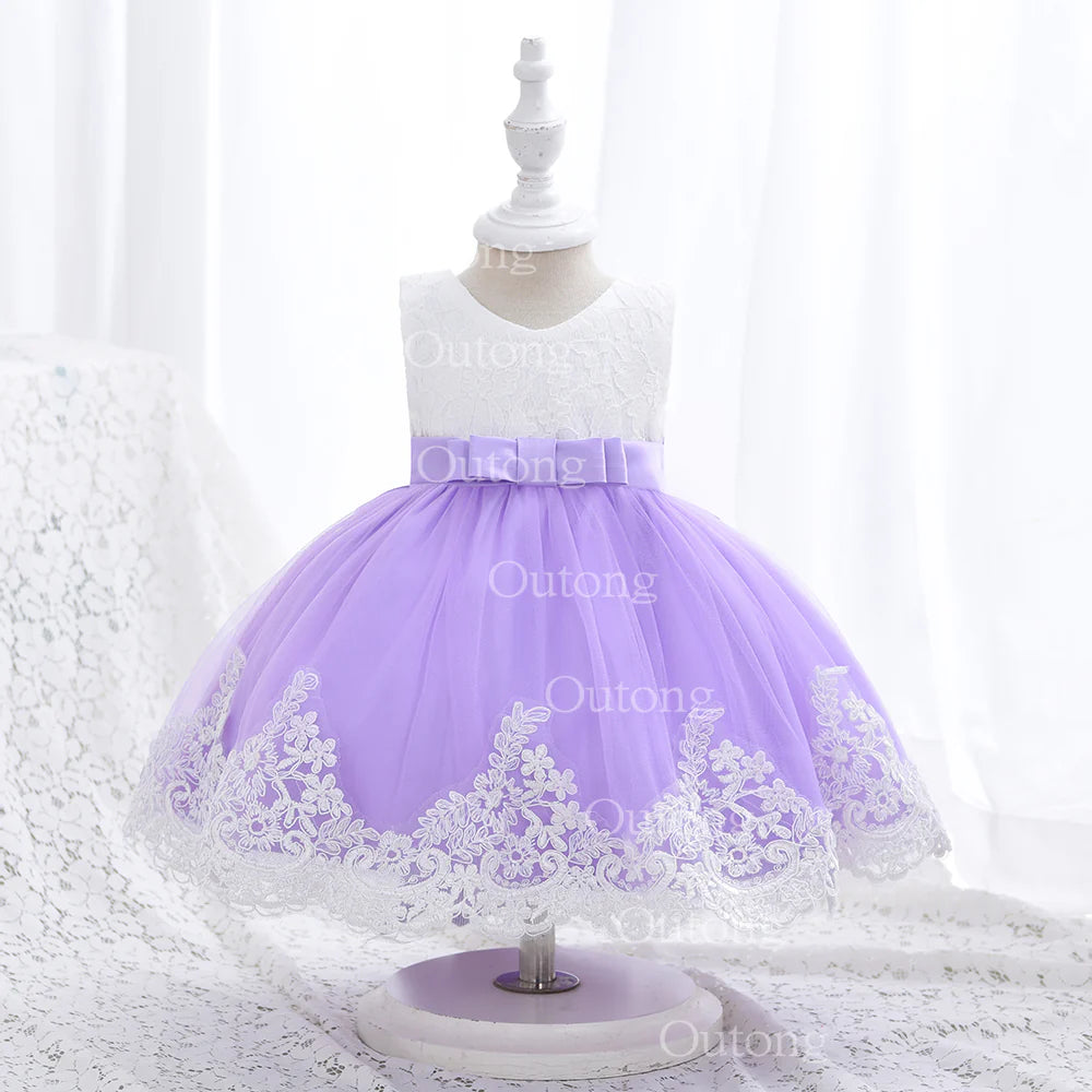 Baby Girl Dress Infant Girls Princess Dress With Big Bow Sweet Wedding Birthday Baptism Party Kids Clothing