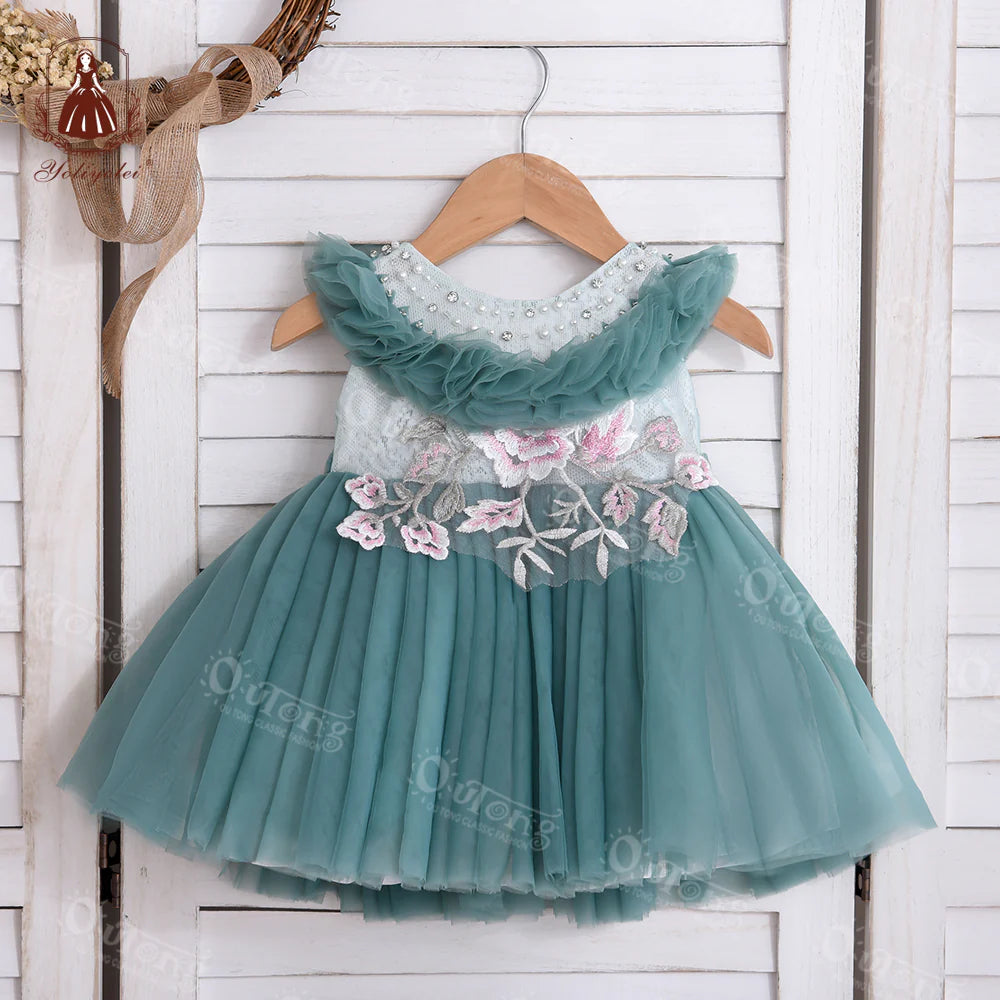 Bos206-24-Months Summer Pink NewBorn Layered Baby Formal Flower Girl Dress Kid Party Princess Birthday Children Dress