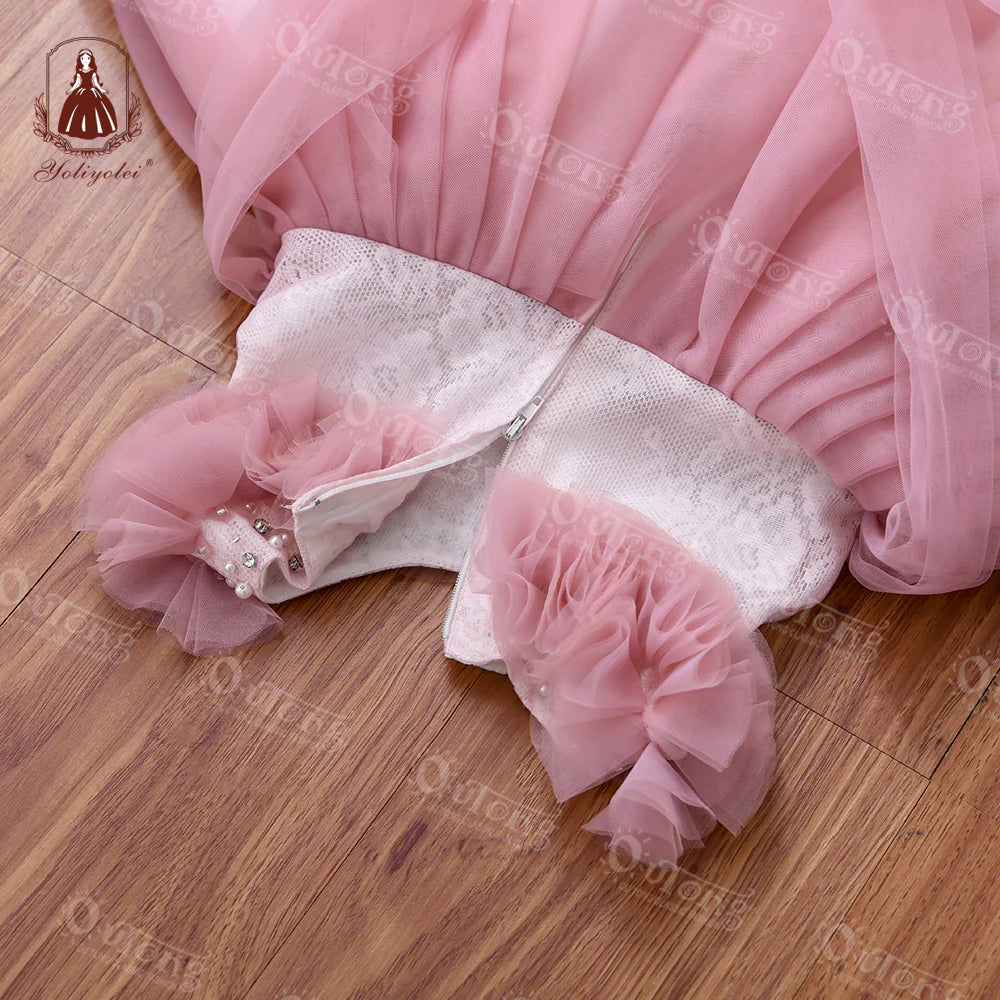 Bos206-24-Months Summer Pink NewBorn Layered Baby Formal Flower Girl Dress Kid Party Princess Birthday Children Dress