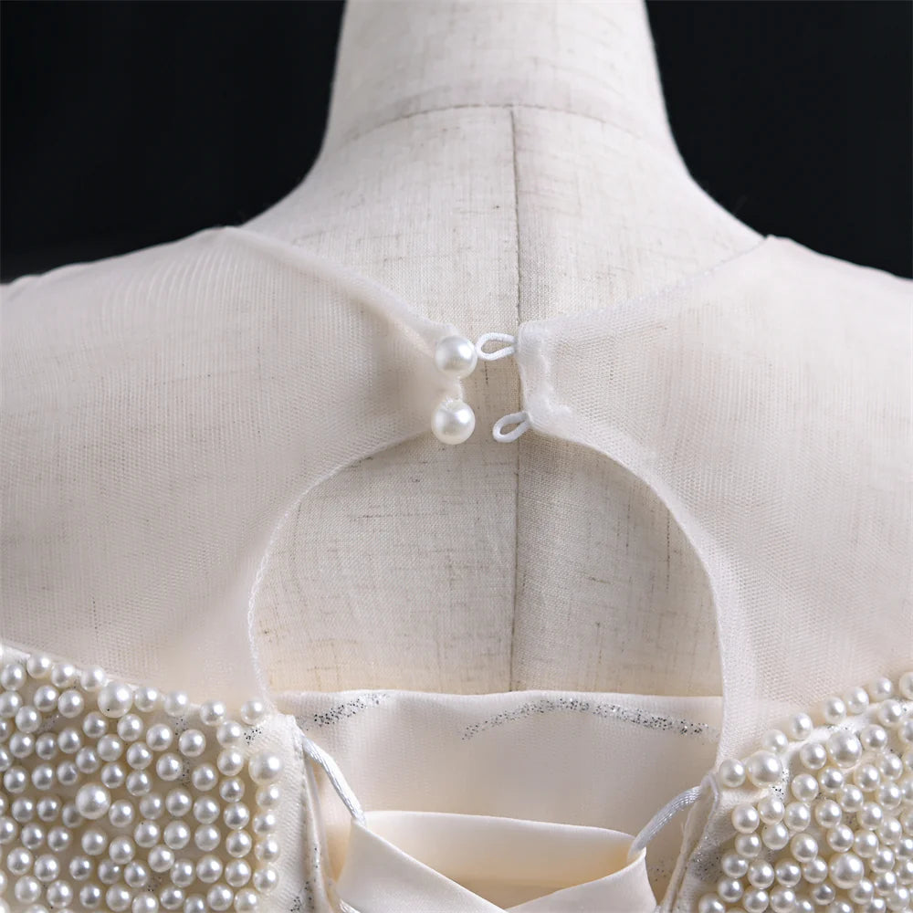 OM053 Pearl Drop Shoulder Dress