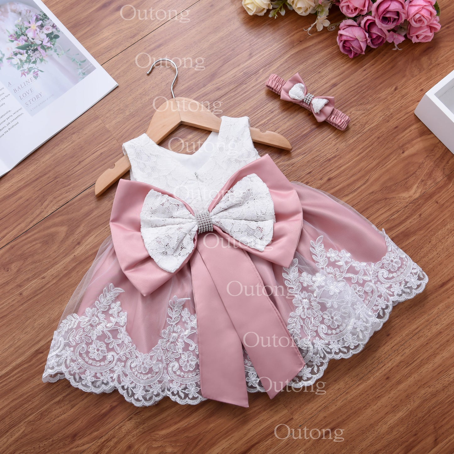 Baby Girl Dress Infant Girls Princess Dress With Big Bow Sweet Wedding Birthday Baptism Party Kids Clothing