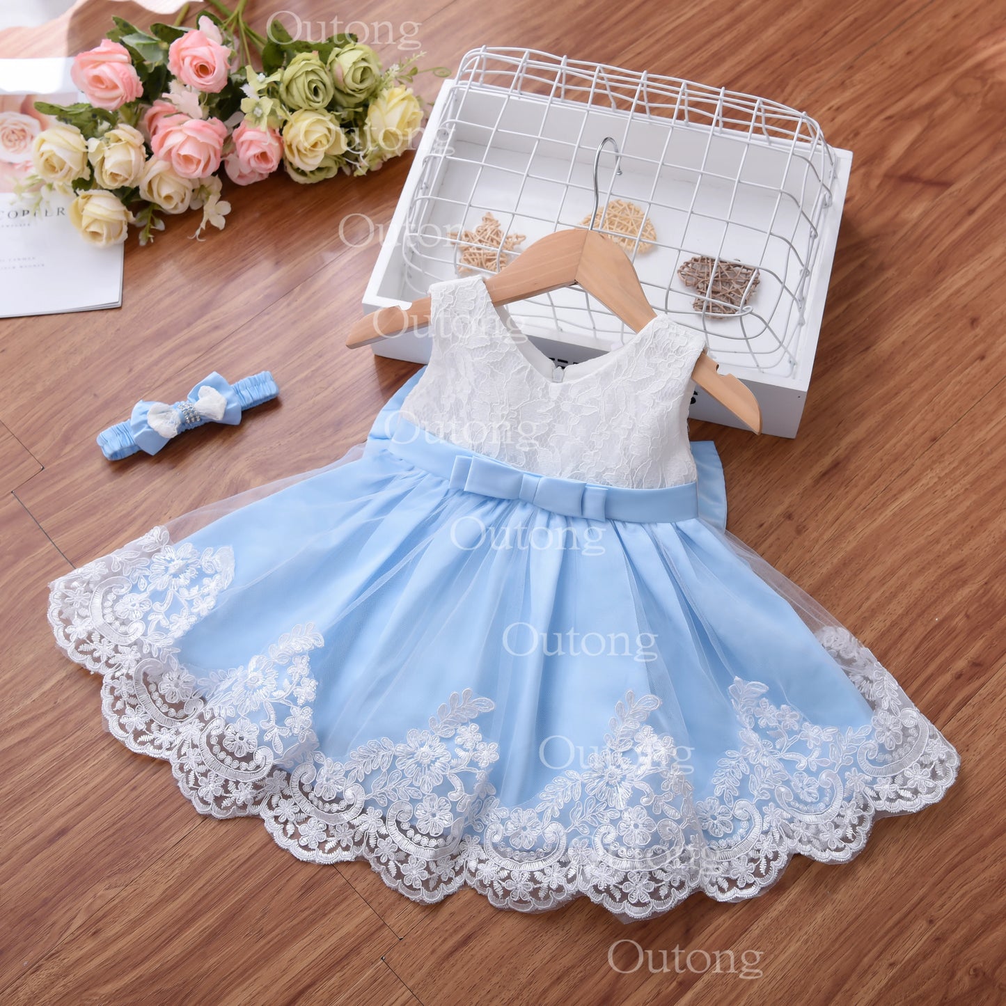 Baby Girl Dress Infant Girls Princess Dress With Big Bow Sweet Wedding Birthday Baptism Party Kids Clothing