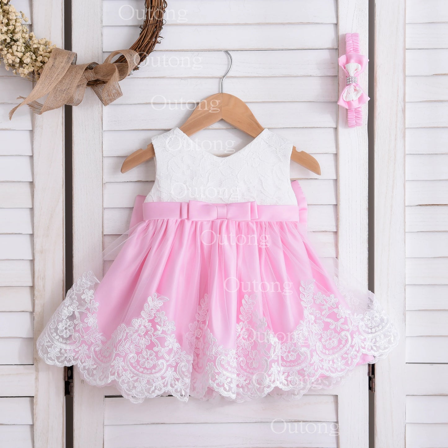 Baby Girl Dress Infant Girls Princess Dress With Big Bow Sweet Wedding Birthday Baptism Party Kids Clothing