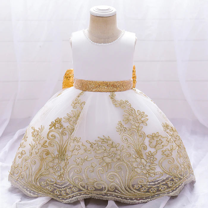 GIRL FORMAL PRINCESS DRESSES BABY GIRL SUMMER SLEEVELESS SEQUIN BOW EMBROIDERED PARTY DRESS