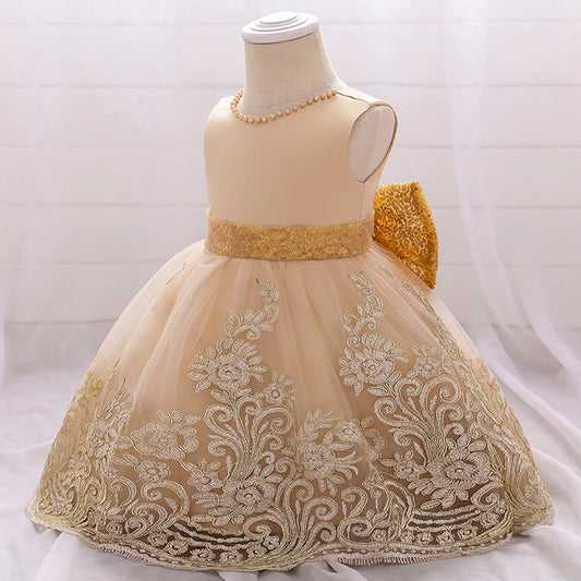 GIRL FORMAL PRINCESS DRESSES BABY GIRL SUMMER SLEEVELESS SEQUIN BOW EMBROIDERED PARTY DRESS