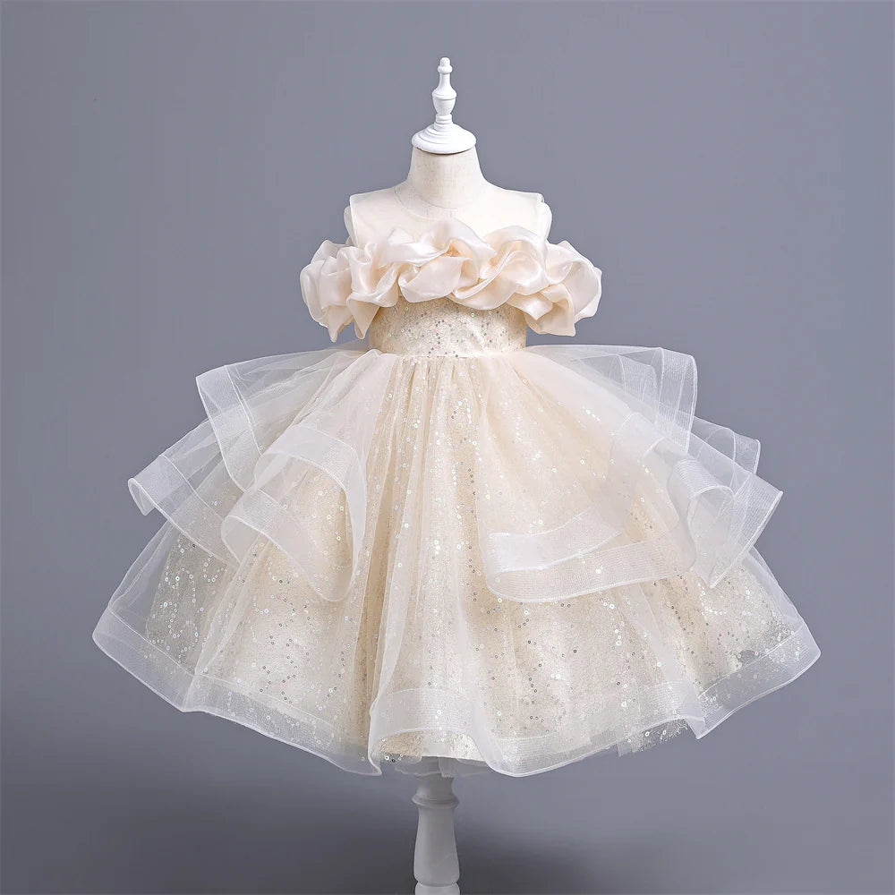 1-5 New Arrival Handmade Custom High-End Sequined Children's Wedding Dress Girl Birthday Party Dress