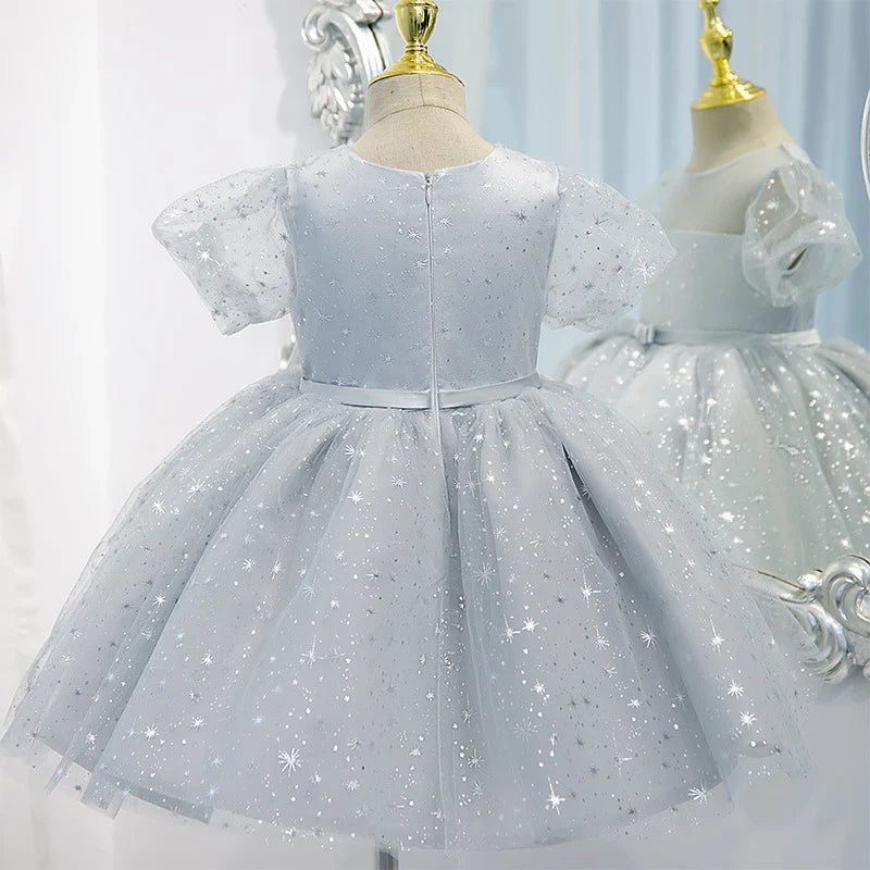 BABY GIRL SUMMER STARS SEQUINS FLUFFY CAKE PRINCESS DRESS