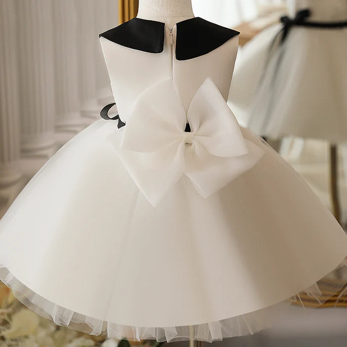 BABY GIRL WHITE SLEEVELESS ELEGANT BIRTHDAY PARTY FORMAL DRESS TODDLER PROM DRESS