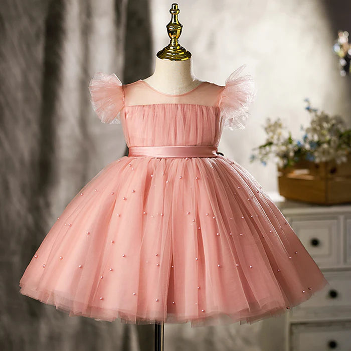 GIRL PAGEANT DRESSES BABY GIRL BIRTHDAY PARTY DRESS BEADED PUFFY FORMAL PRINCESS DRESS