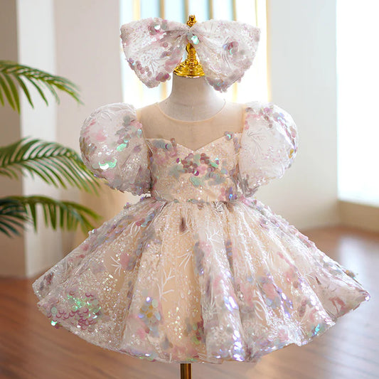 GIRL FORMAL DRESSES BABY GIRL GORGEOUS COLORFUL SEQUINS DRESS PRINCESS PARTY DRESSES EASTER DRESS FOR TODDLER