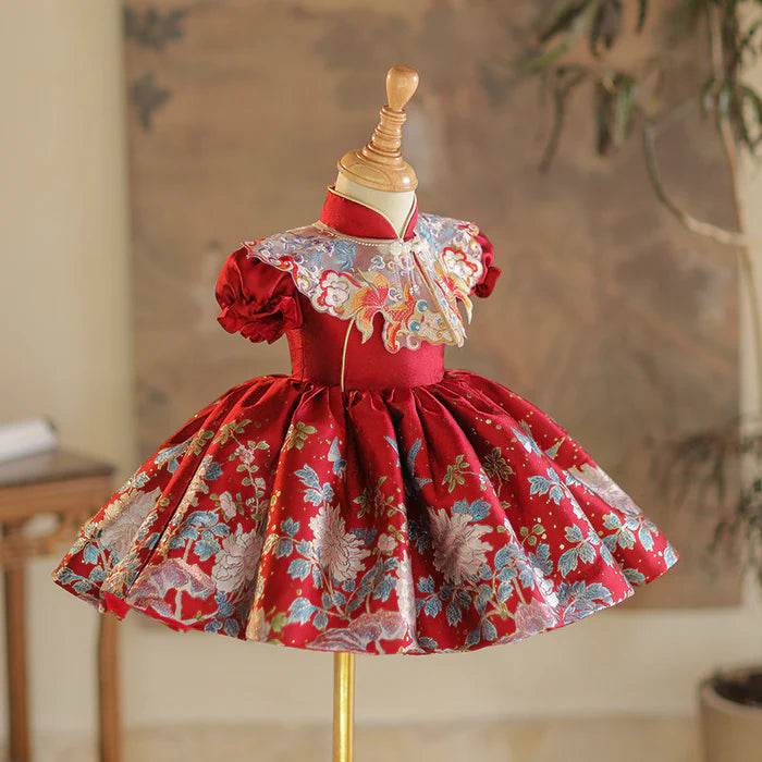 CUTE BABY GIRL RED BAPTISM DRESSES TODDLER PRINCESS DRESSES