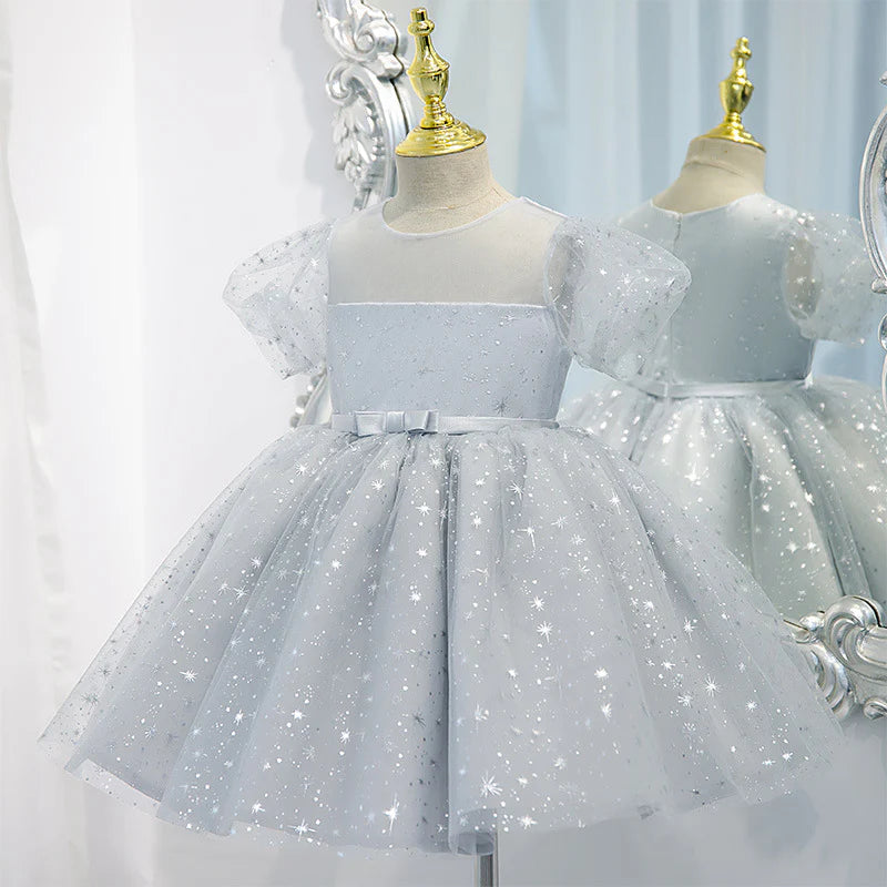 BABY GIRL SUMMER STARS SEQUINS FLUFFY CAKE PRINCESS DRESS