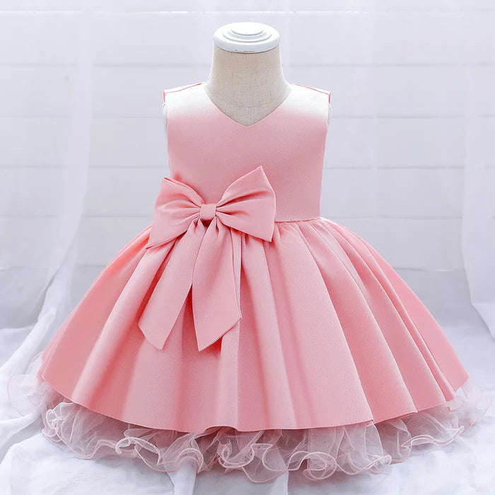 BABY GIRL BOW-KNOT BIRTHDAY PARTY DRESS TODDLER CHRISTMAS DRESS LITTLE GIRL BAPTISM DRESS  (1)