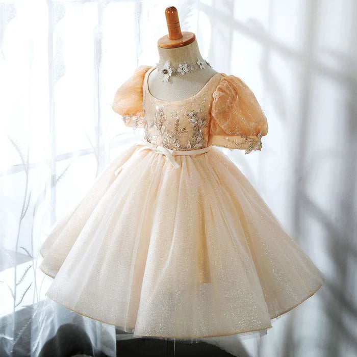 GIRL FORMAL DRESSES BABY GIRL BALL GOWNS PRINCESS DRESS FLORAL SEQUIN FLUFFY BIRTHDAY PARTY DRESS