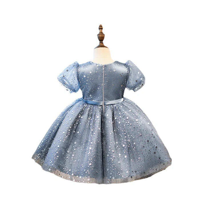 BABY GIRL FIRST COMMUNION DRESS GIRL SUMMER STARS FLUFFY FORMAL PRINCESS PARTY DRESS