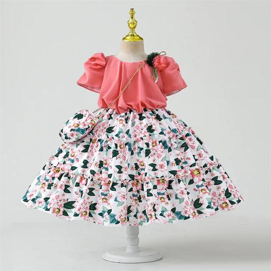 CHRISTMAS DRESS TUTU PRINT PRINCESS DRESS FLOWER GIRL DRESS