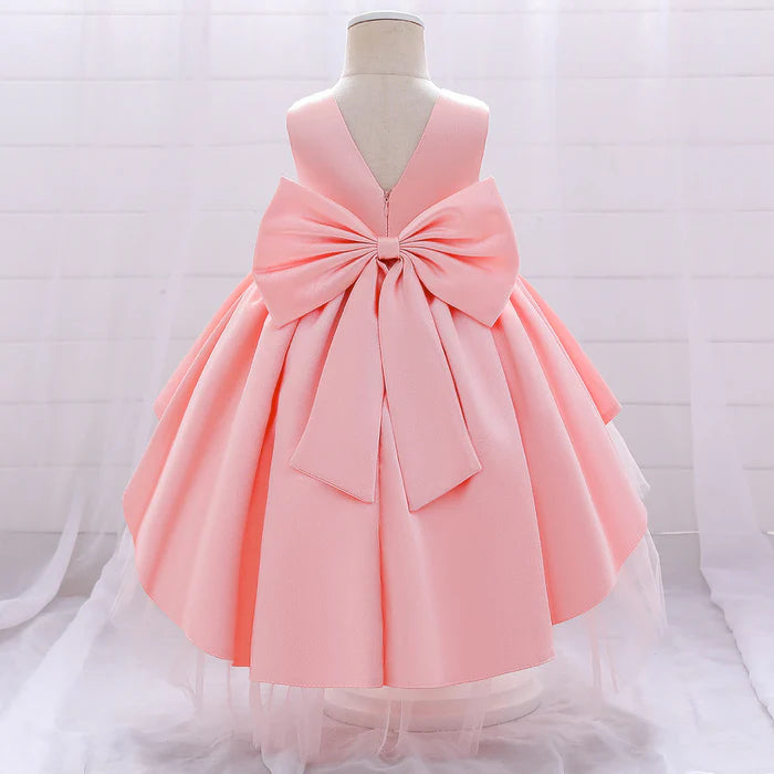 BABY GIRL PRINCESS DRESS ELEGANT BOW KNOT TRAILING GIRL DRESS BIRTHDAY PARTY DRESS