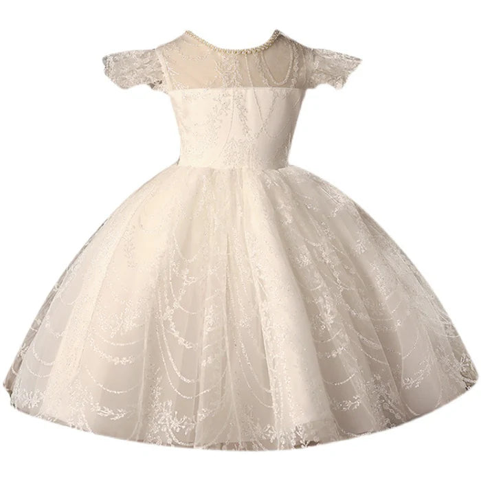 BAPTISM DRESSES BABY GIRL WHITE BOW LACE FLOWER GIRL DRESS GIRL FORMAL PRINCESS PARTY DRESS