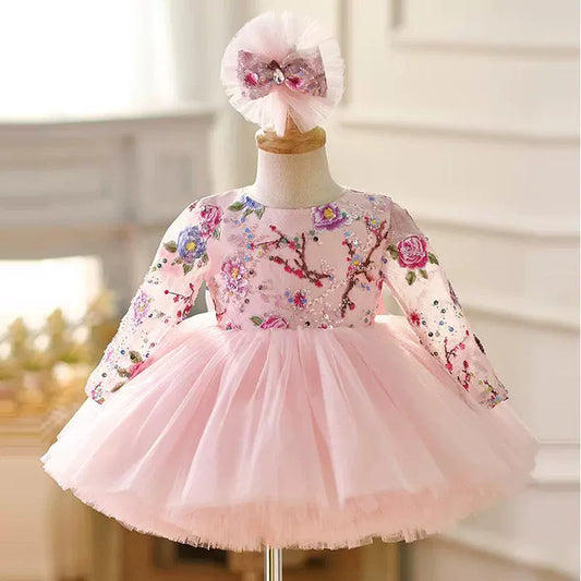 GIRLS PINK PRINCESS DRESSES GIRLS BIRTHDAY PAGEANT DRESSES