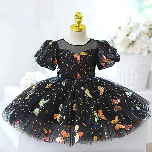 BABY GIRL FORMAL PROM DRESSES TODDLER SUMMER SEQUINS BUTTERFLY BIRTHDAY PARTY DRESSES