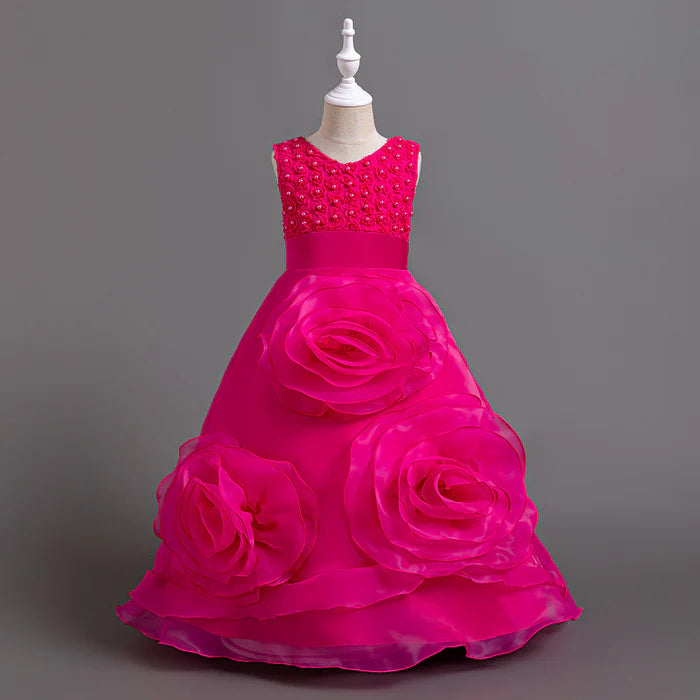 CHRISTMAS DRESSES BIG FLOWER DRESS PAGEANT DRESSES FOR GIRLS