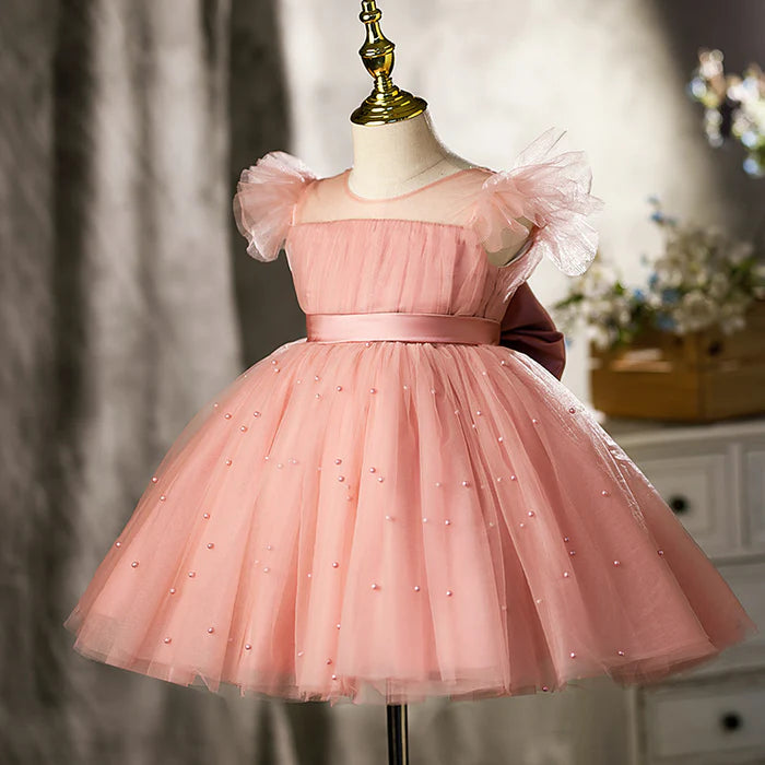 GIRL PAGEANT DRESSES BABY GIRL BIRTHDAY PARTY DRESS BEADED PUFFY FORMAL PRINCESS DRESS