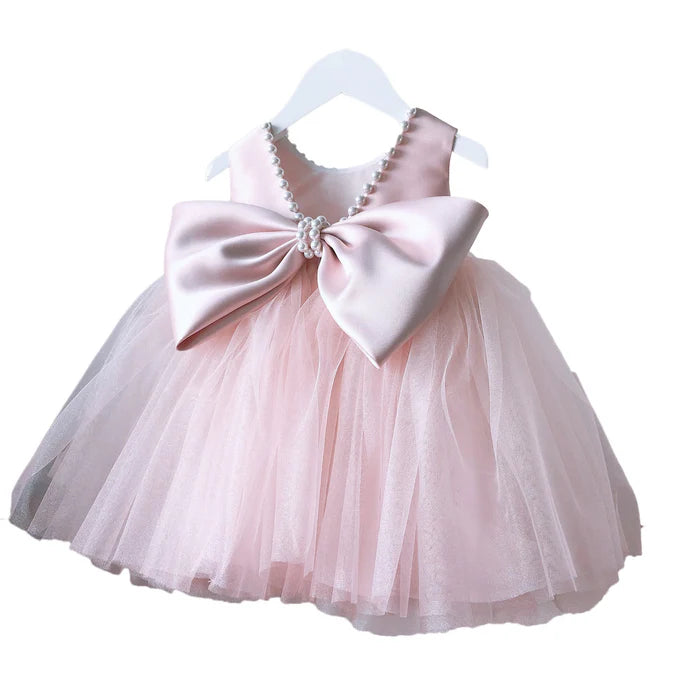 BABY GIRL FORMAL DRESSES TODDLER BIRTHDAY PARTY DRESS PINK BOW PUFFY GIRL PAGEANT PRINCESS DRESS